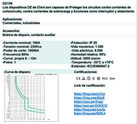 Interruptor Termomagnético CHINT DZ158-125 1P 100A 6kA – Código 070111100CH