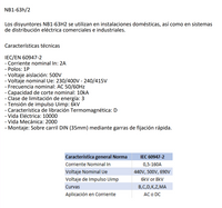 Interruptor Automático Industrial CHINT Curva D 2A 1P 10kA – NB1-63H D2 - Código 07037102CH