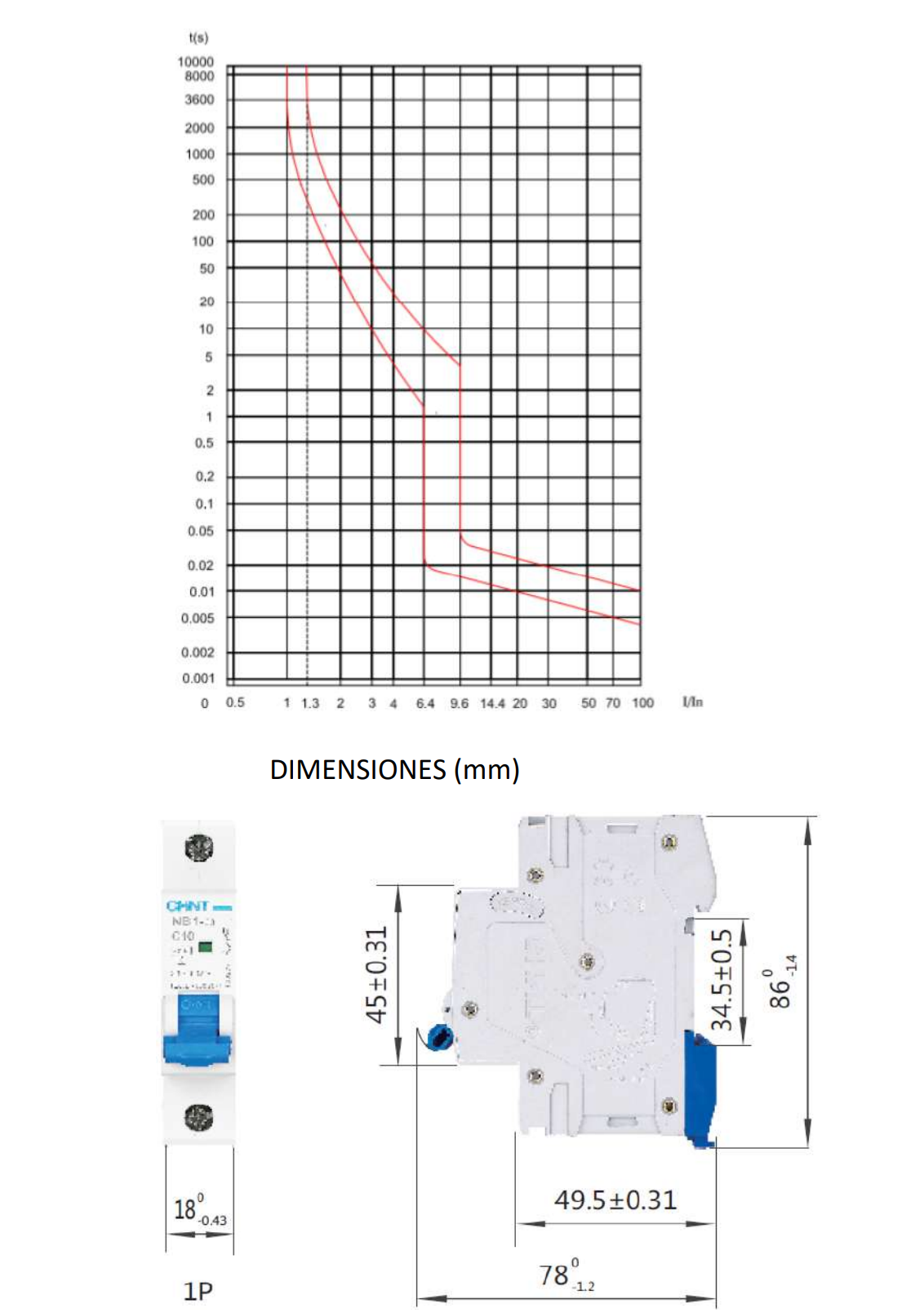 Interruptor Automático Industrial CHINT Curva D 2A 1P 10kA – NB1-63H D2 - Código 07037102CH