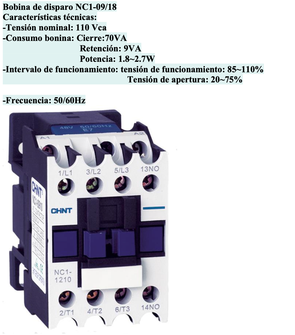 Bobina de Recambio CHINT 110V AC para Contactor NC1-09 a 18 – Código 030884018CH