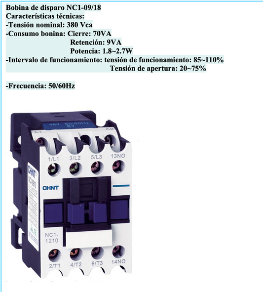 Bobina de Recambio CHINT 380V AC para Contactor NC1-09 a 18 – Código 030885018CH