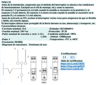 Conmutador Manual de Red CHINT NZK1-32 1P 32A Posiciones 1-0-2 – Código 1701132CH