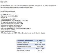 Interruptor Termomagnético Industrial CHINT NB1-63H 1P 16A 10kA Curva D – Código 07037116CH
