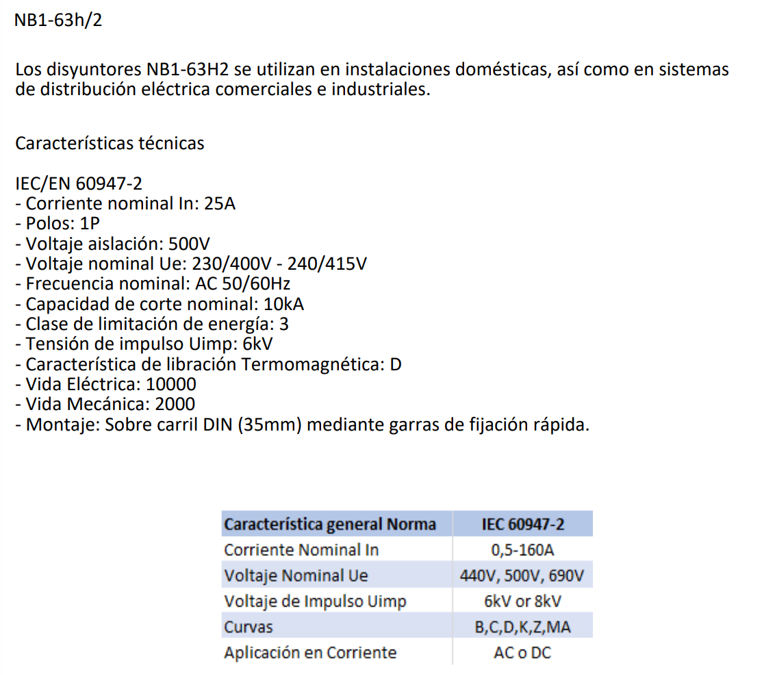 Interruptor Termomagnético Industrial CHINT NB1-63H 1P 25A 10kA Curva D – Código 07037125CH
