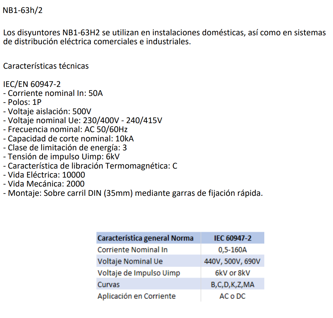 Interruptor Termomagnético Industrial CHINT NB1-63H 1P 50A 10kA Curva C – Código 07036150CH