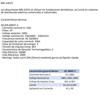 Interruptor Termomagnético Industrial CHINT NB1-63H 1P 50A 10kA Curva C – Código 07036150CH
