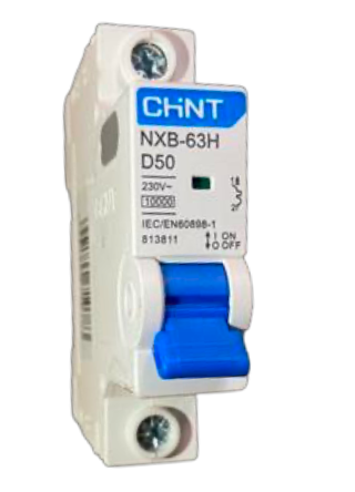 Interruptor Termomagnético CHINT NXB-63H 1P 50A 10kA Curva D – Código 07033150CH