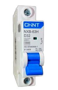 Interruptor Termomagnético CHINT NXB-63H 1P 32A 10kA Curva D – Código 07033132CH