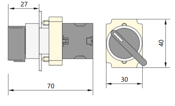 Selector Manilla Larga Metálico CHINT NP2-BJ33 3 Posiciones Fijas 2NA – Código 2508102CH
