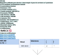 Selector Manilla Larga Metálico CHINT NP2-BJ33 3 Posiciones Fijas 2NA – Código 2508102CH