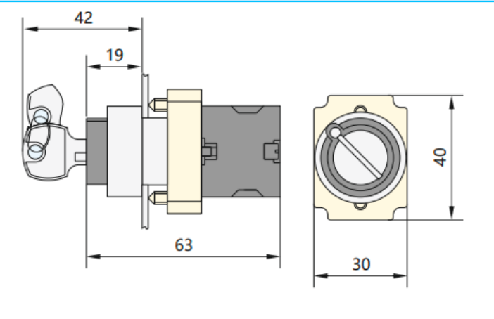 Selector con Llave Metálico CHINT NP2-BG35 3 Posiciones Fijas 1NA+1NC – Código 2508106CH
