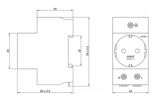 Base de Enchufe Modular CHINT AC30-111 Tipo Schuko 16A Riel DIN – Código 3316216CH