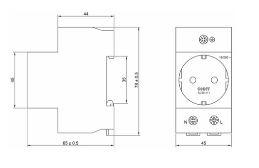 Base de Enchufe Modular CHINT AC30-111 Tipo Schuko 16A Riel DIN – Código 3316216CH