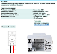Base de Enchufe Modular CHINT AC30-111 Tipo Schuko 16A Riel DIN – Código 3316216CH