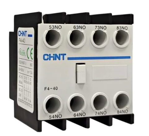 Bloque de Contacto Auxiliar Frontal CHINT F4-40 4NA para Contactor NC1/NC2 – Código 03060540CH