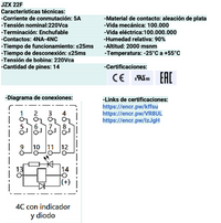 Mini Relé Industrial CHINT JZX-22F Bobina 220V AC 4 Contactos (4PDT) con LED – Código 0533080034CH