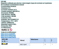 Selector Manilla Larga Metálico CHINT NP2-BJ41 2 Posiciones Retorno 1NA – Código 2508112CH