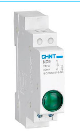 Piloto LED Modular CHINT ND9-1 Verde 24V AC/DC Riel DIN – Código 25065011CH