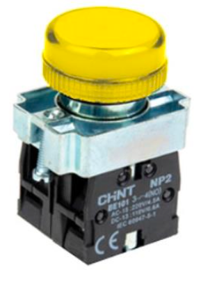 Piloto Luminoso Metálico CHINT NP2-BV65 Amarillo 220V AC Ø22mm – Código 2507103CH