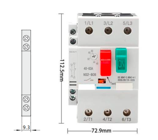 Contacto Auxiliar Lateral CHINT NS2-AU20 2NA para Guardamotor NS2-80B – Código 0905120CH