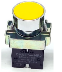 Pulsador Metálico Rasante CHINT NP2-BA55 Amarillo 1NA+1NC – Código 2506103CH