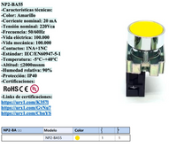Pulsador Metálico Rasante CHINT NP2-BA55 Amarillo 1NA+1NC – Código 2506103CH
