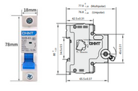 Interruptor Termomagnético CHINT NXB-63 1P 1A 6kA Curva C Certificado SEC – Código 070101001CH
