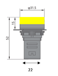 Piloto LED Compacto CHINT ND16-22DS/4 Amarillo 220V AC Ø22mm IP65 – Código 2502029CH