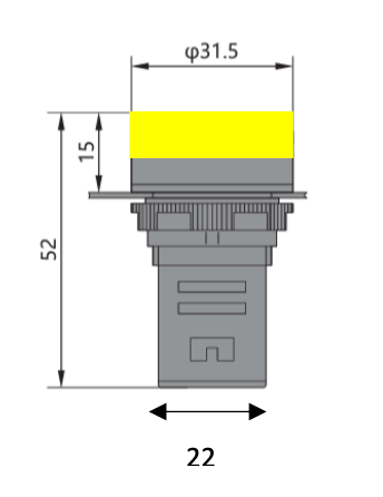 Piloto LED Compacto CHINT ND16-22DS/4 Amarillo 220V AC Ø22mm IP65 – Código 2502029CH