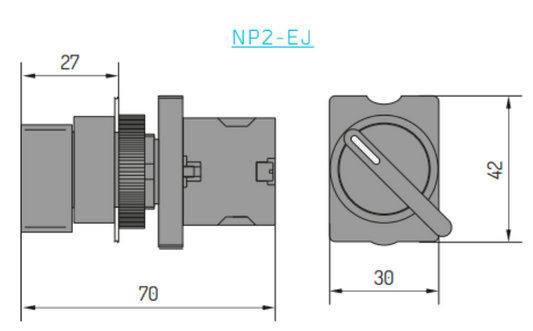 Selector Manilla Larga CHINT NP2-EJ41 2 Posiciones con Retorno 1NA – Código 2508114CH