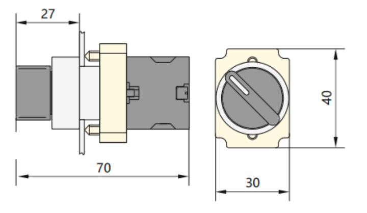 Selector Metálico Manilla Corta CHINT NP2-BD41 2 Posiciones con Retorno 1NA – Código 2508131CH
