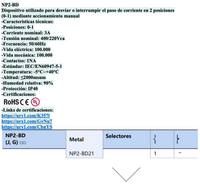 Selector Metálico Manilla Corta CHINT NP2-BD41 2 Posiciones con Retorno 1NA – Código 2508131CH
