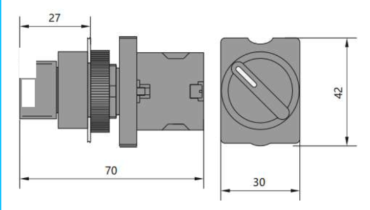 Selector Plástico Manilla Corta CHINT NP2-ED53 3 Posiciones Retorno al Centro 2NA – Código 2504132CH