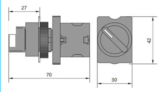 Selector Plástico Manilla Corta CHINT NP2-ED53 3 Posiciones Retorno al Centro 2NA – Código 2504132CH