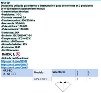 Selector Plástico Manilla Corta CHINT NP2-ED53 3 Posiciones Retorno al Centro 2NA – Código 2504132CH