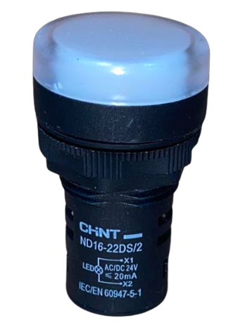 Piloto LED Compacto CHINT ND16-22DS/2 Blanco 24V AC/DC Ø22mm IP65 – Código 2502020CH