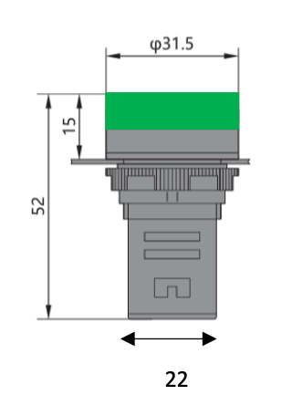 Piloto LED Compacto CHINT ND16-22DS/2 Verde 24V AC/DC Ø22mm IP65 – Código 2502015CH