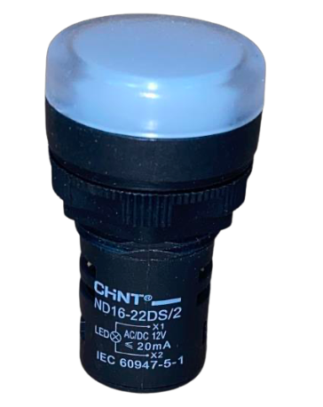 Piloto LED Compacto CHINT ND16-22DS/2 Blanco 12V AC/DC Ø22mm IP65 – Código 2502018CH