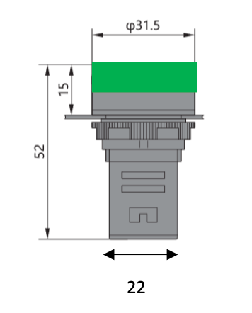 Piloto LED Compacto CHINT ND16-22DS/2 Verde 24V AC/DC Ø22mm IP65 – Código 2502021CH