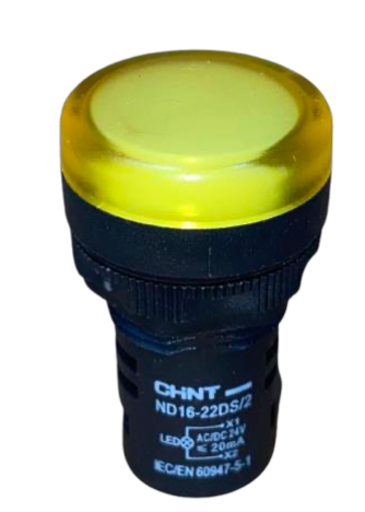 Piloto LED Compacto CHINT ND16-22DS/2 Amarillo 24V AC/DC Ø22mm IP65 – Código 2502027CH
