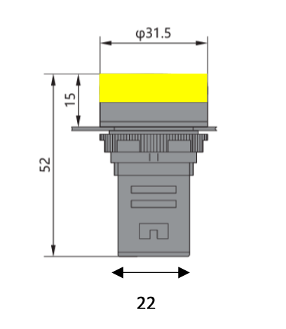 Piloto LED Compacto CHINT ND16-22DS/2 Amarillo 24V AC/DC Ø22mm IP65 – Código 2502027CH