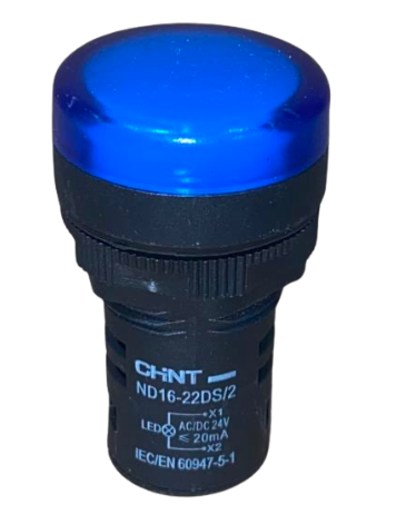 Piloto LED Compacto CHINT ND16-22DS/2 Azul 24V AC/DC Ø22mm IP65 – Código 2502036CH