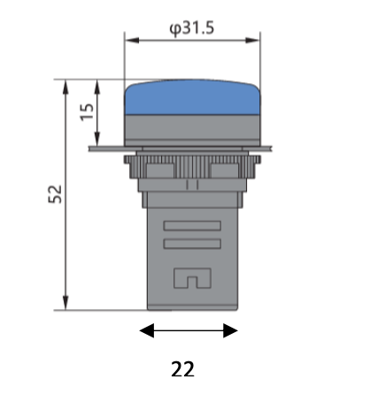 Piloto LED Compacto CHINT ND16-22DS/2 Azul 24V AC/DC Ø22mm IP65 – Código 2502036CH