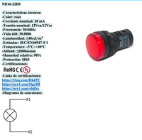 Piloto LED Compacto CHINT ND16-22DS/2 Rojo 12V AC/DC Ø22mm IP65 – Código 2502016CH