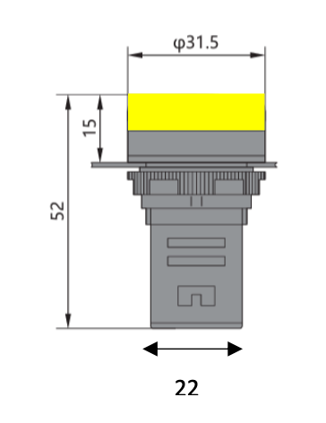 Piloto LED Compacto CHINT ND16-22DS/2 Amarillo 12V AC/DC Ø22mm IP65 – Código 2502017CH