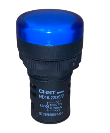 Piloto LED Compacto CHINT ND16-22DS Ø22mm 12V AC/DC Azul – Código 2502038CH