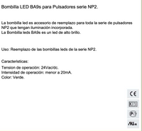 Pack 100 Lámparas LED CHINT BA9S 24V AC/DC Rojo – Código 25170102CH