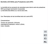 Pack de 100 Lámparas LED CHINT BA9S 24V AC/DC Amarillo – Código 25170103CH