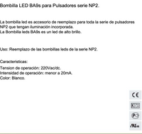 Pack de 100 Lámparas LED CHINT BA9S 220V AC/DC Blanco – Código 25171106CH