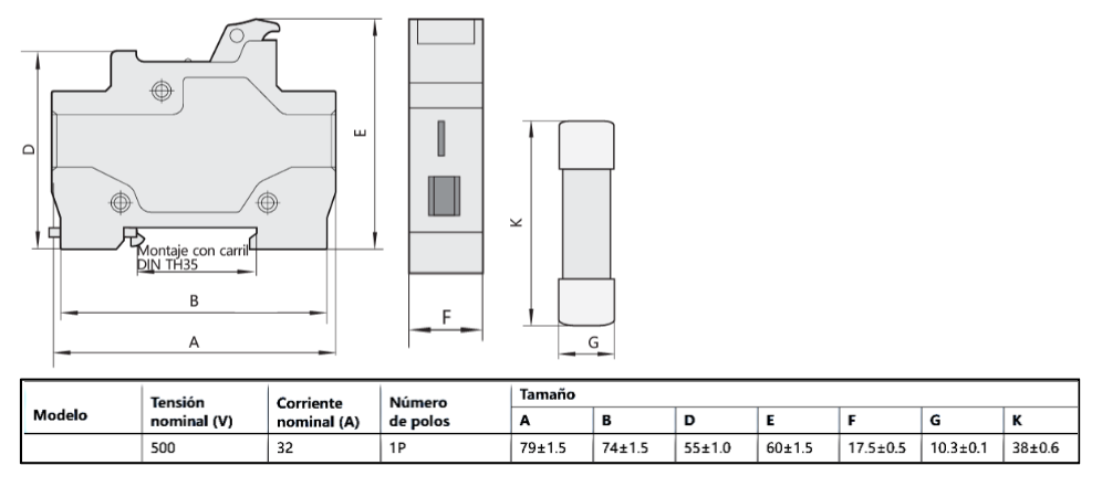 Fusible Cilíndrico CHINT 10x38mm 16A gG/gL 500V – Código 21072316CH